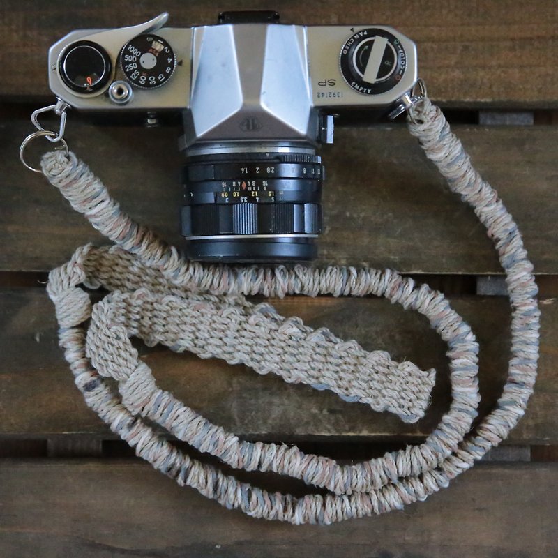 MIX hemp camera strap earth_color / double ring - ขาตั้งกล้อง - ผ้าฝ้าย/ผ้าลินิน สีกากี