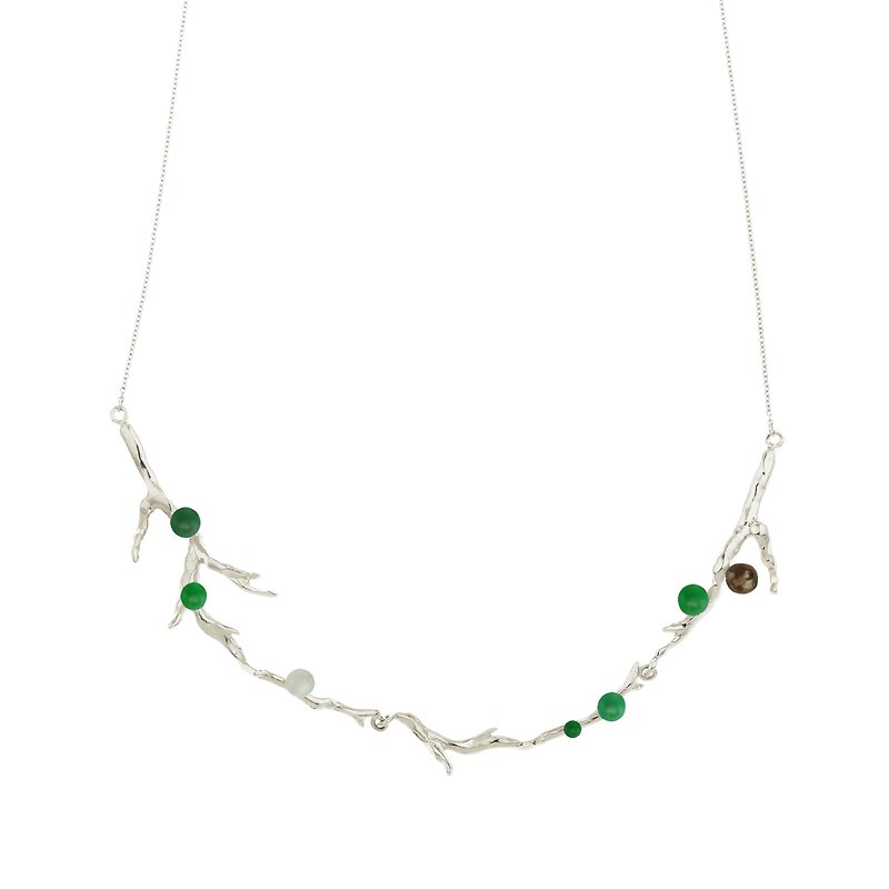 Silver colored gemstone necklace branch LAURIER NECKLACE - Necklaces - Other Metals Silver