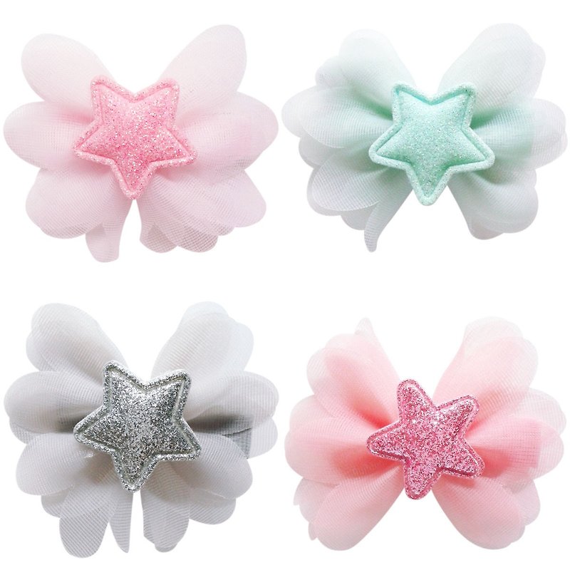 Color star chiffon flower hairpin four into the group all-inclusive cloth handmade hair accessories Lace Star Flower