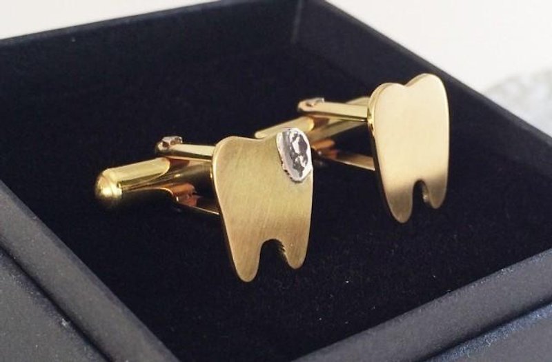 Good Tooth & Bad Tooth ◇ Brass cufflinks - Cuff Links - Other Metals Gold