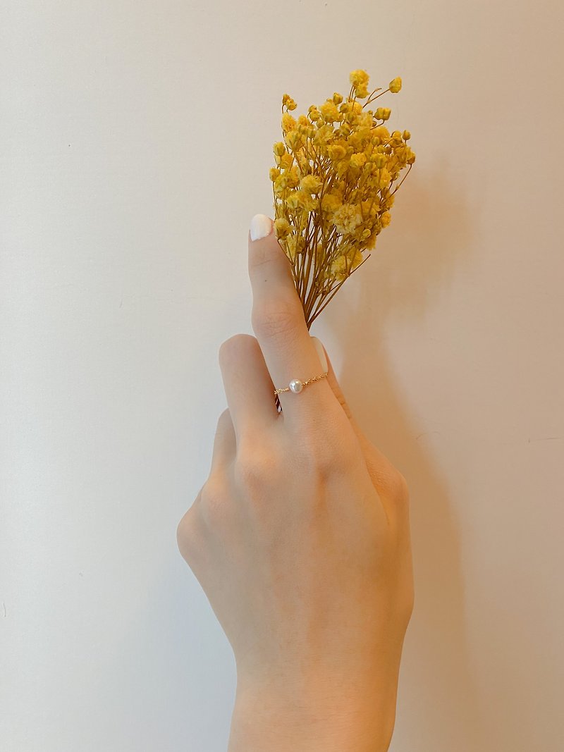 【Soonie】Handmade 14KGP ring with Single Pearl