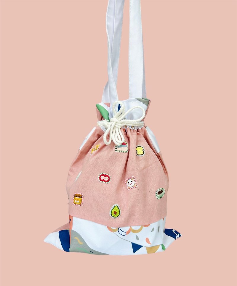 Have breakfast (tote bag) - Drawstring Bags - Cotton & Hemp Pink