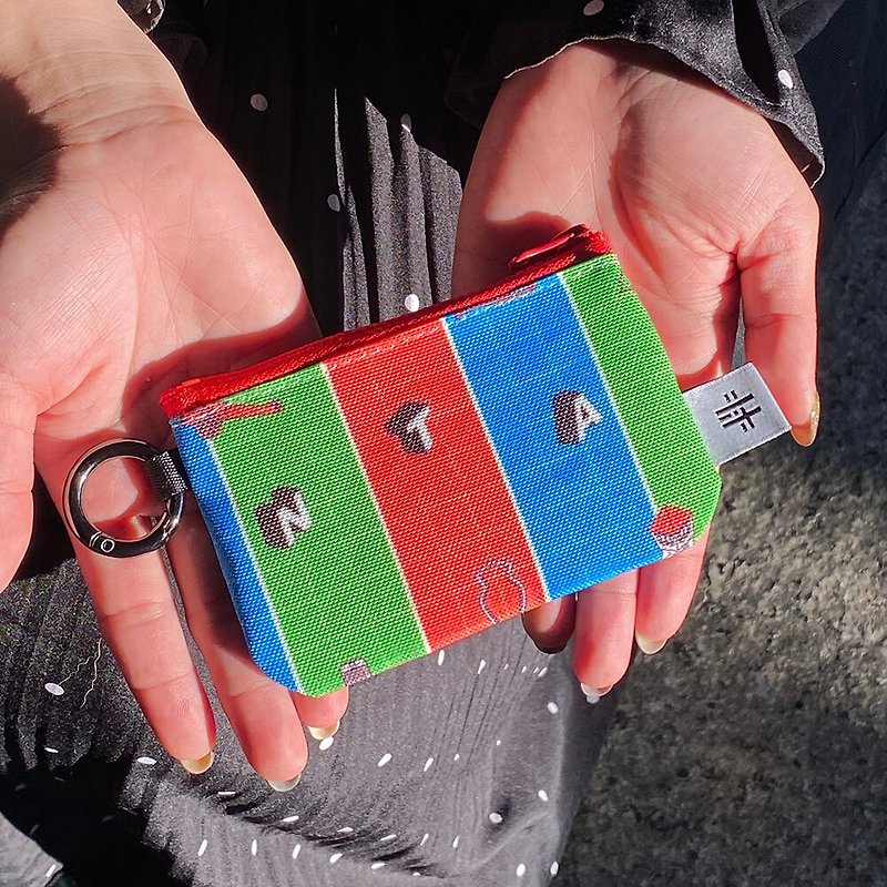 [Jin Yuan Xing] Qie Zhi Bag Buckle Coin Purse l Key Card Headphone Card Holder Commuting Print - Coin Purses - Other Man-Made Fibers Multicolor