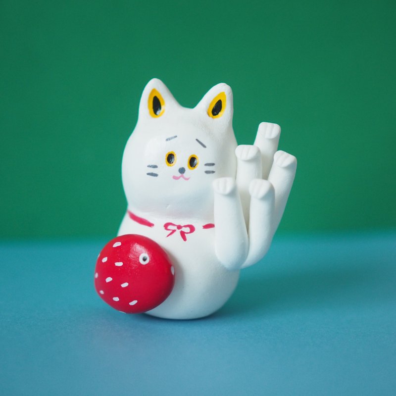 Happy cat - 公仔/玩偶 - 黏土 白色