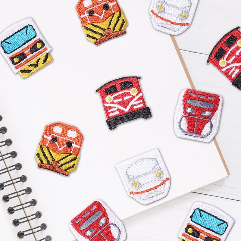 【刺繡布貼】小火車頭 (五入) - 貼紙 - 繡線 