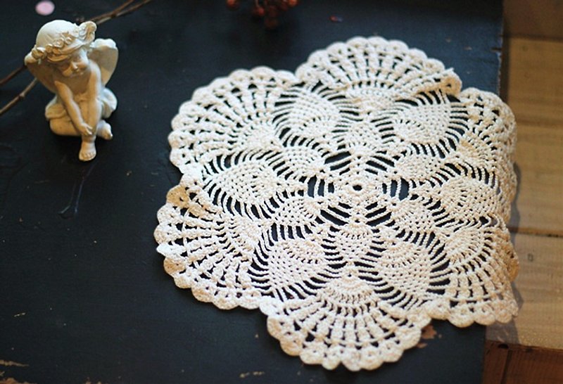 [Good Fetish] Germany Vintage Snap Round antique lace lace piece -010 - Items for Display - Silk White