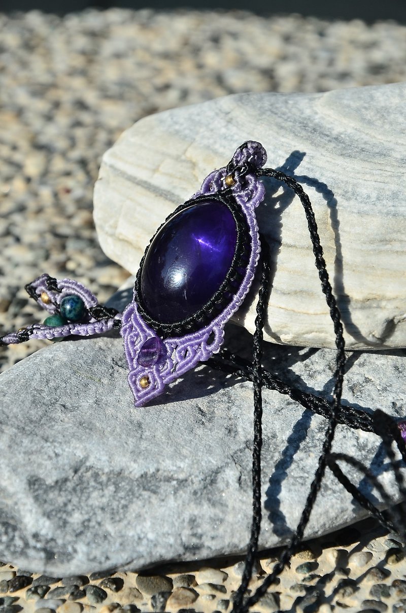 紫晶手制花邊編織項鍊 - 手鍊/手鐲 - 寶石 紫色