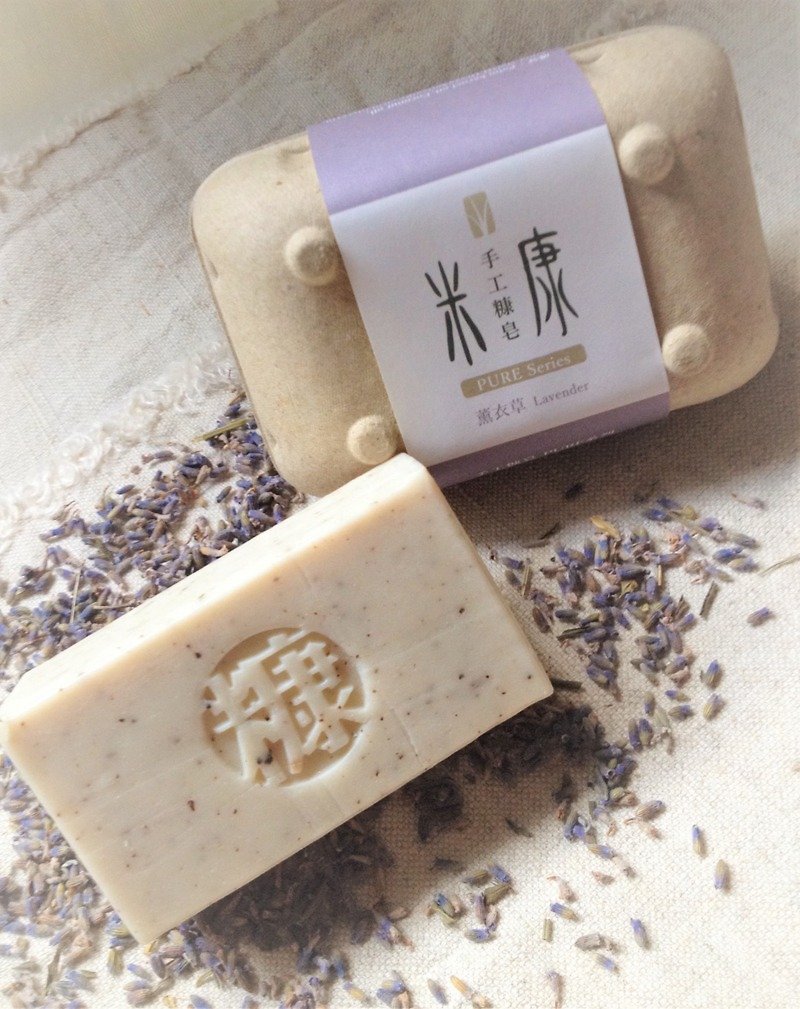 {} PURE hand-made bran soap series Lavender Lavender - Soap - Paper Purple