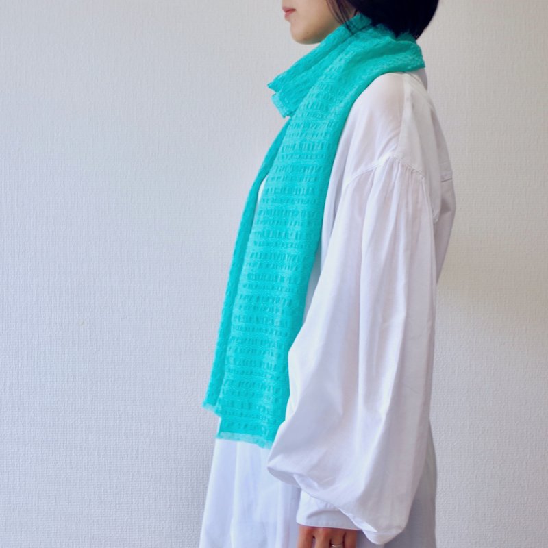 filtango stole  西洋更紗柄　SARASA  APPLE GREEN - 圍巾/披肩 - 絲．絹 綠色