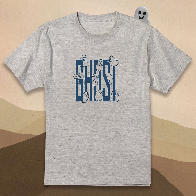 【Hills】GHOST playful ghost gray short-sleeved T-shirt hand-screened multi-Valentine&#39;s Day gift box