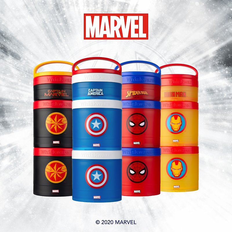 【Whiskware】Marvel three-layer snack box (100ml+250ml+250ml) - Lunch Boxes - Plastic Multicolor
