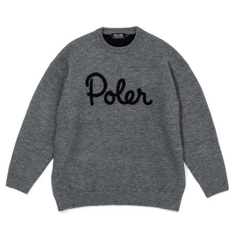 日本限定 POLER ELBOW PATCH KINT 手肘補丁針織上衣 灰色 - 男毛衣/針織衫 - 其他材質 灰色