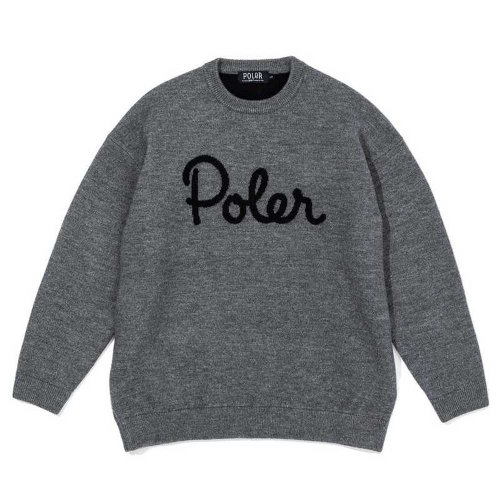 POLER 臺灣總代理 日本限定 POLER ELBOW PATCH KINT 手肘補丁針織上衣 灰色