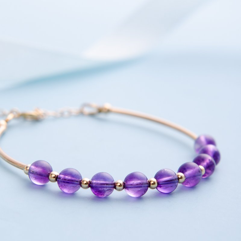 Amethyst Bracelet, 14K Gold Filled Natural Gemstone Crystal Bracelet - Bracelets - Crystal Purple