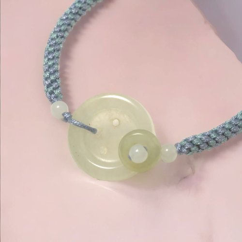 瓔珞翡翠 【願‧平安】冰種翡翠鈕扣編織手鍊 | 天然緬甸玉A貨翡翠