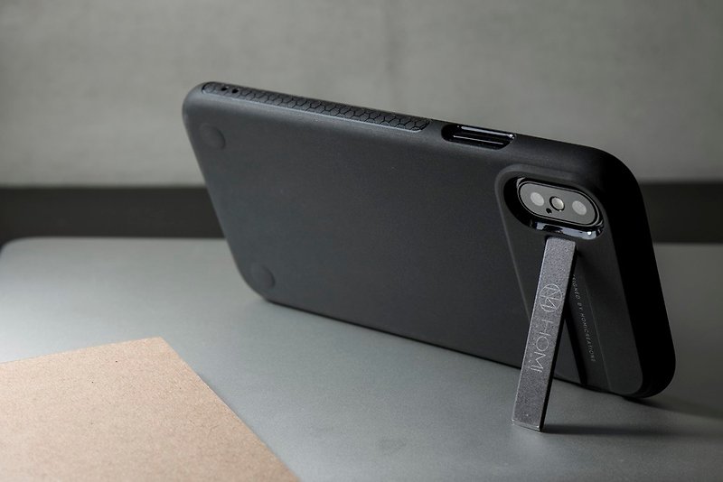 iPhone X/Xs 用 Armor 落下防止メタル スタンド電話ケース - スマホケース - プラスチック ブラック