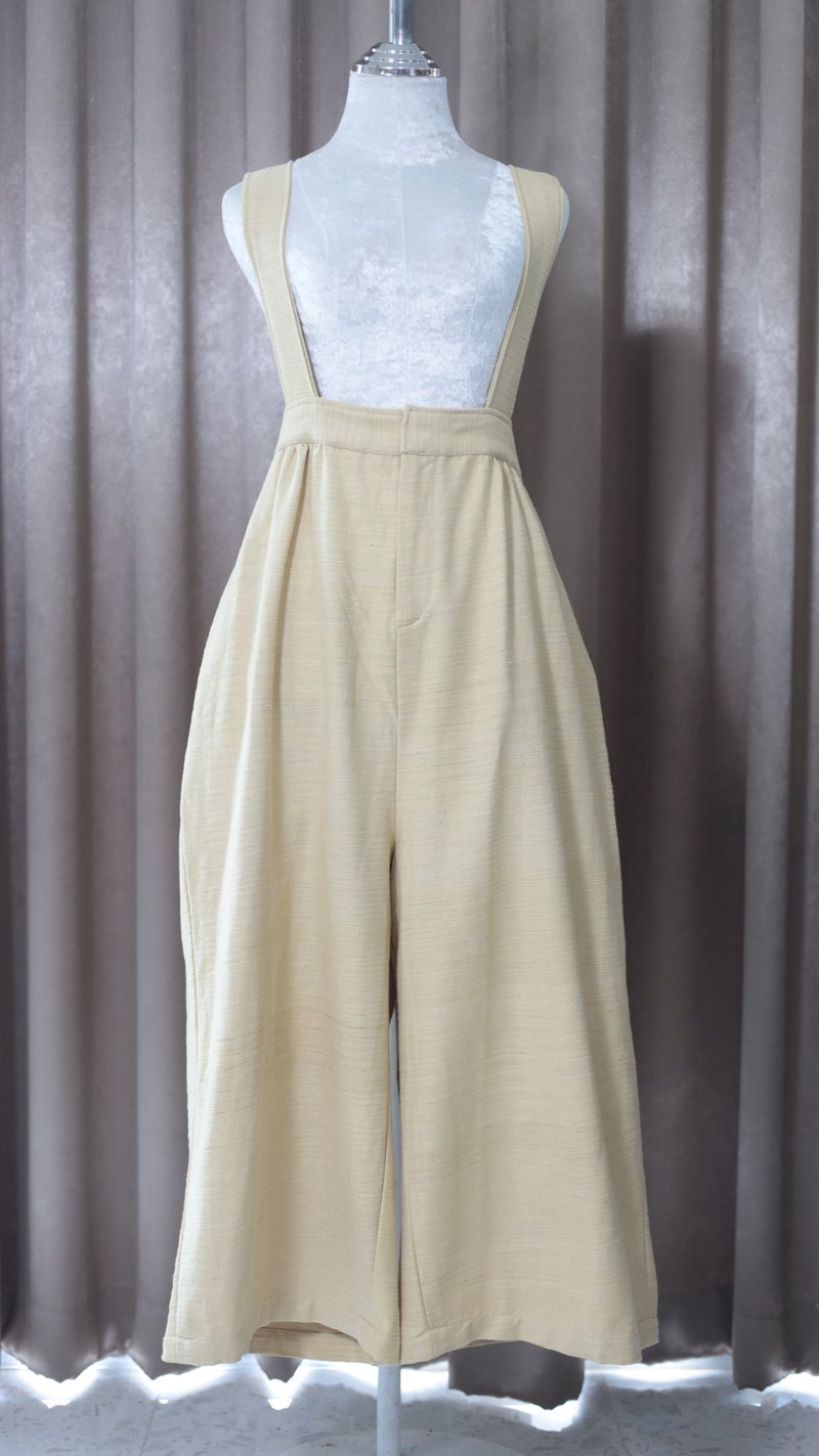 Loom & Leaf - Artisanal Hight-Waist Overalls - 吊帶褲/連身褲 - 棉．麻 黃色
