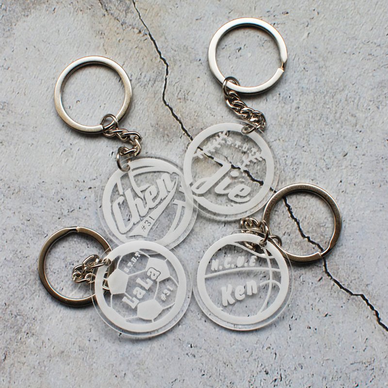 客製化文字球類壓克力吊飾  籃球排球棒球足球 - 鑰匙圈/鑰匙包 - 壓克力 