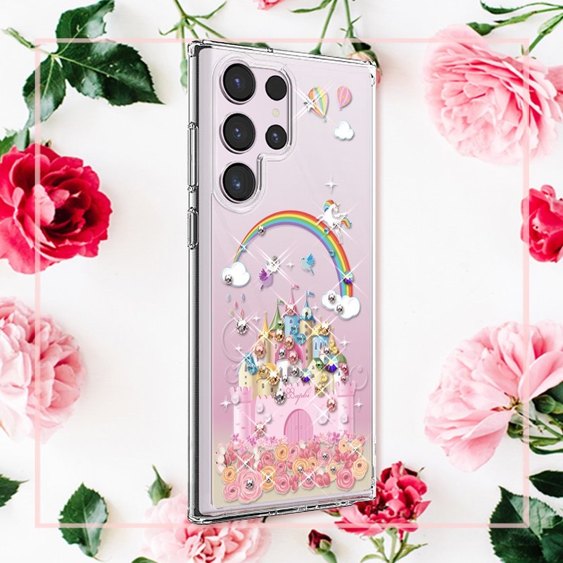 Samsung S25/S24/S23/S22 thin and light military standard anti-fall crystal color diamond mobile phone case-Fairy Tale Castle - เคส/ซองมือถือ - วัสดุอื่นๆ หลากหลายสี