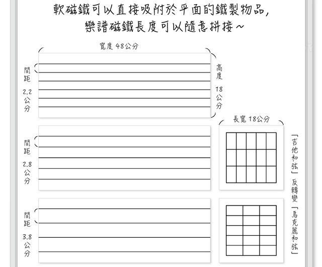 楽譜キャビネット　ホワイト ギタープライヤーコード楽譜ソフトマグネットホワイトボード