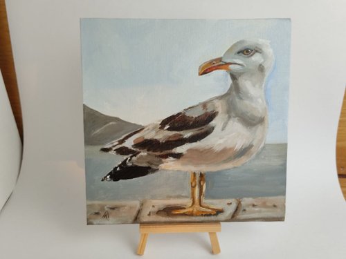 画家　手描きの油絵　タイトル「カモメ」 画家 手描きの油絵 タイトル「カモメ」 画家 手描きの油絵 タイトル