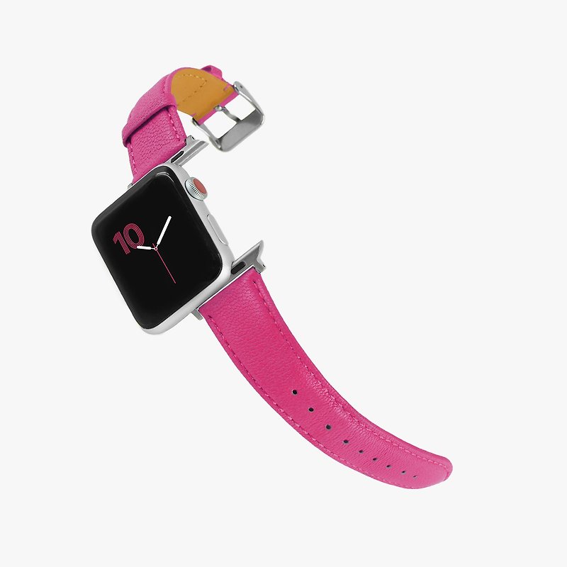 カスタマイズされたギフトイタリア本革ストラップ Apple Watch ショッキングピンク - 腕時計 - 革 ピンク