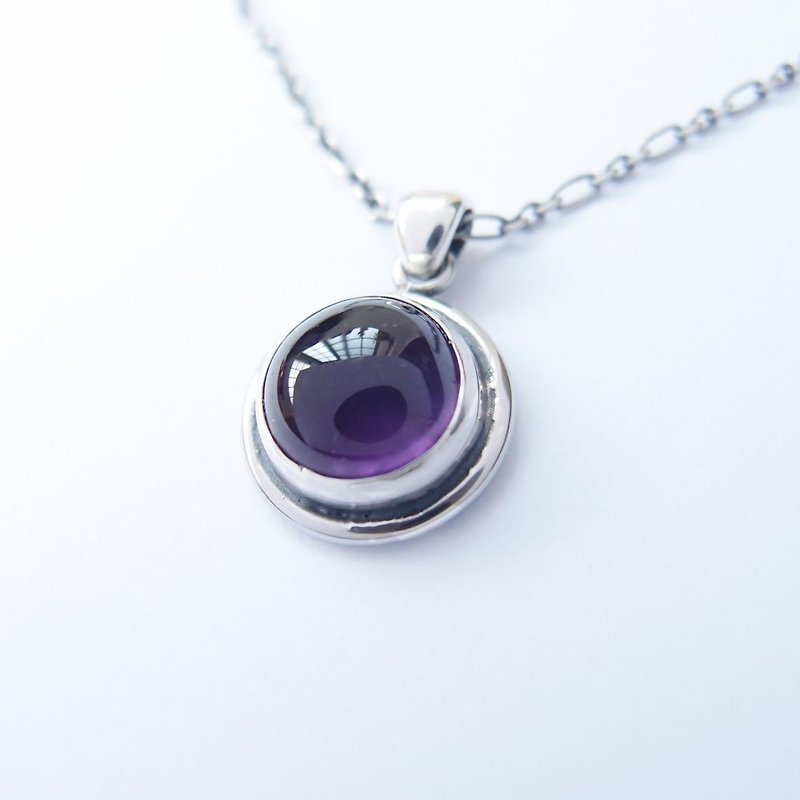 寶石系列  紫水晶  925銀項鍊 - 項鍊 - 純銀 紫色
