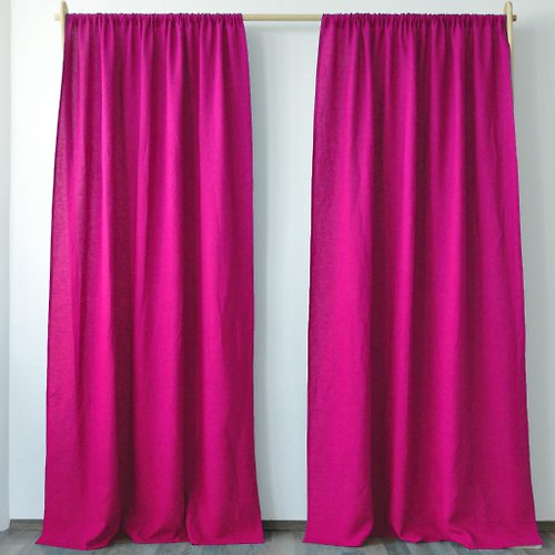 True Things Fuchsia regular and blackout linen curtains / Custom curtains / 2 panels