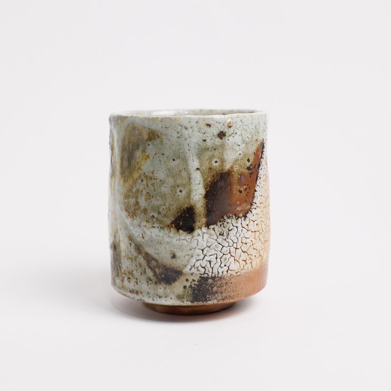 明芽窯 l 柴燒縮志野水杯 茶杯 橘紅 縮釉 陶杯 杯子 蒐藏品 T - 茶壺/茶杯/茶具 - 陶 紅色