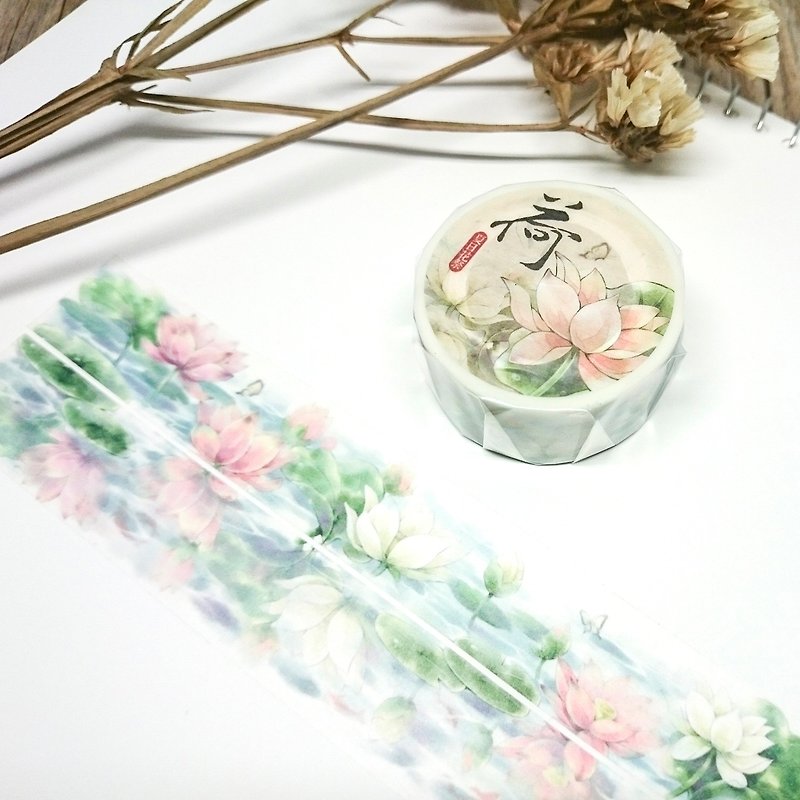 【夏日花祭】荷花紙膠帶 - 紙膠帶 - 紙 粉紅色