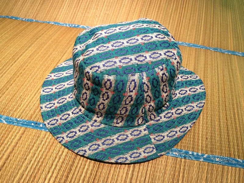 EARTH.er  │● Nepali Traditional Dhaka Hiking Bonnie Hat │ #05 - หมวก - วัสดุอื่นๆ สีน้ำเงิน