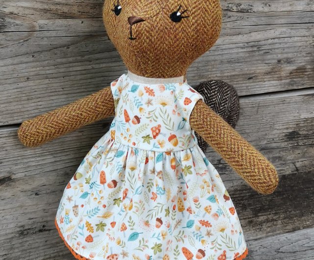 赤リスの女の子、ぬいぐるみ、羊毛動物人形 - ショップ