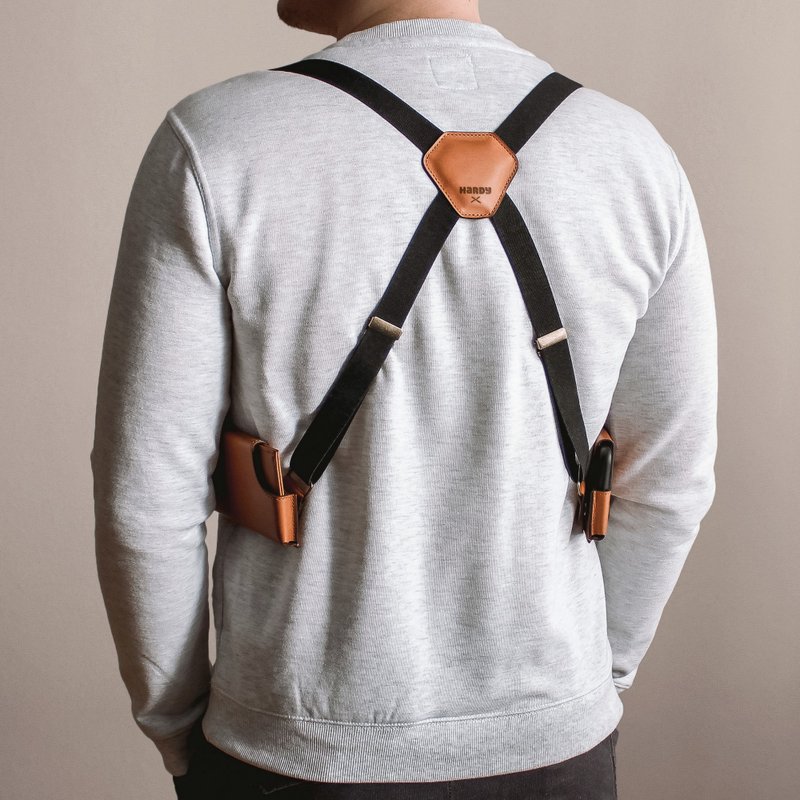 Phone Shoulder Holster Bag Leather Case Wallet and Suspenders / Hardy Holster - 手機殼/手機套 - 真皮 