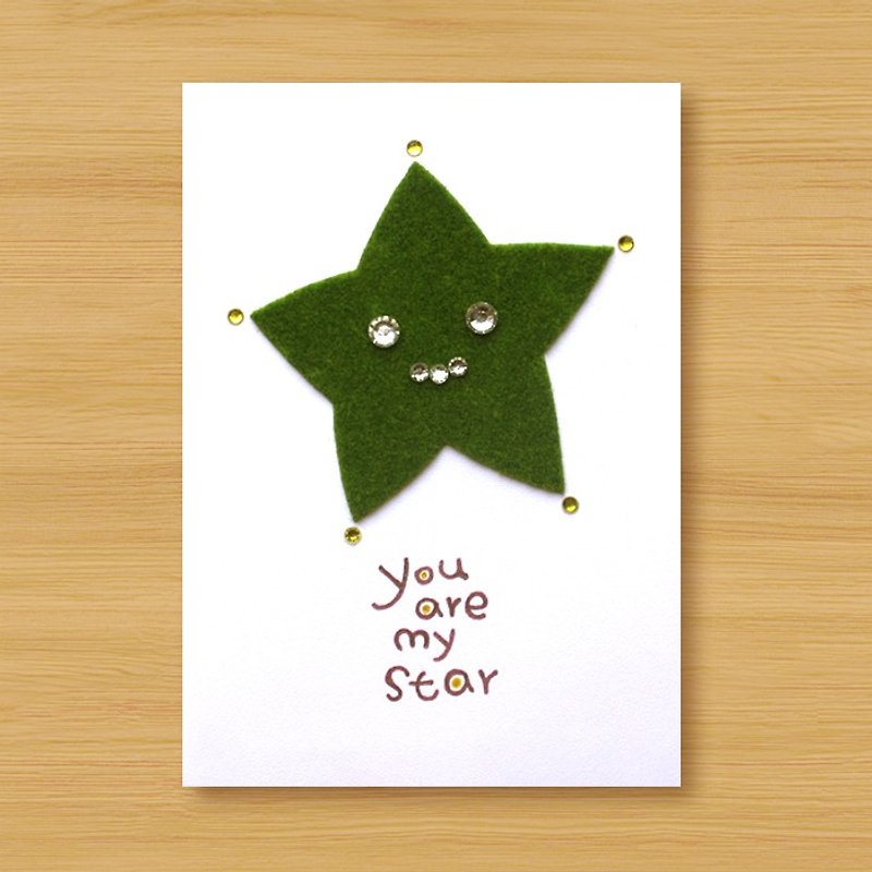 Handmade small turf card _ You are my star ... Valentine card, mother card, father card - การ์ด/โปสการ์ด - กระดาษ สีเขียว