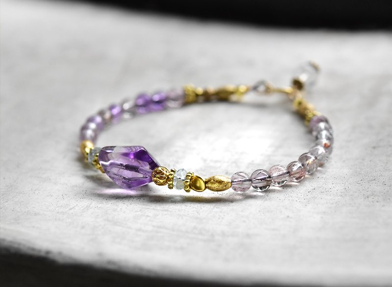Christmas Gift Box My Love Song ~ Natural Super Seven Backbone Crystal Amethyst 18K Gold Pure Copper Accessories Stacked