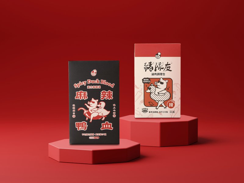 It’s Tiancai! So spicy duck!│【Too Spicy】Pig Team Braised Pork + Spicy Duck Blood│6 boxes in total - เครื่องปรุงรสสำเร็จรูป - วัสดุอื่นๆ สีแดง