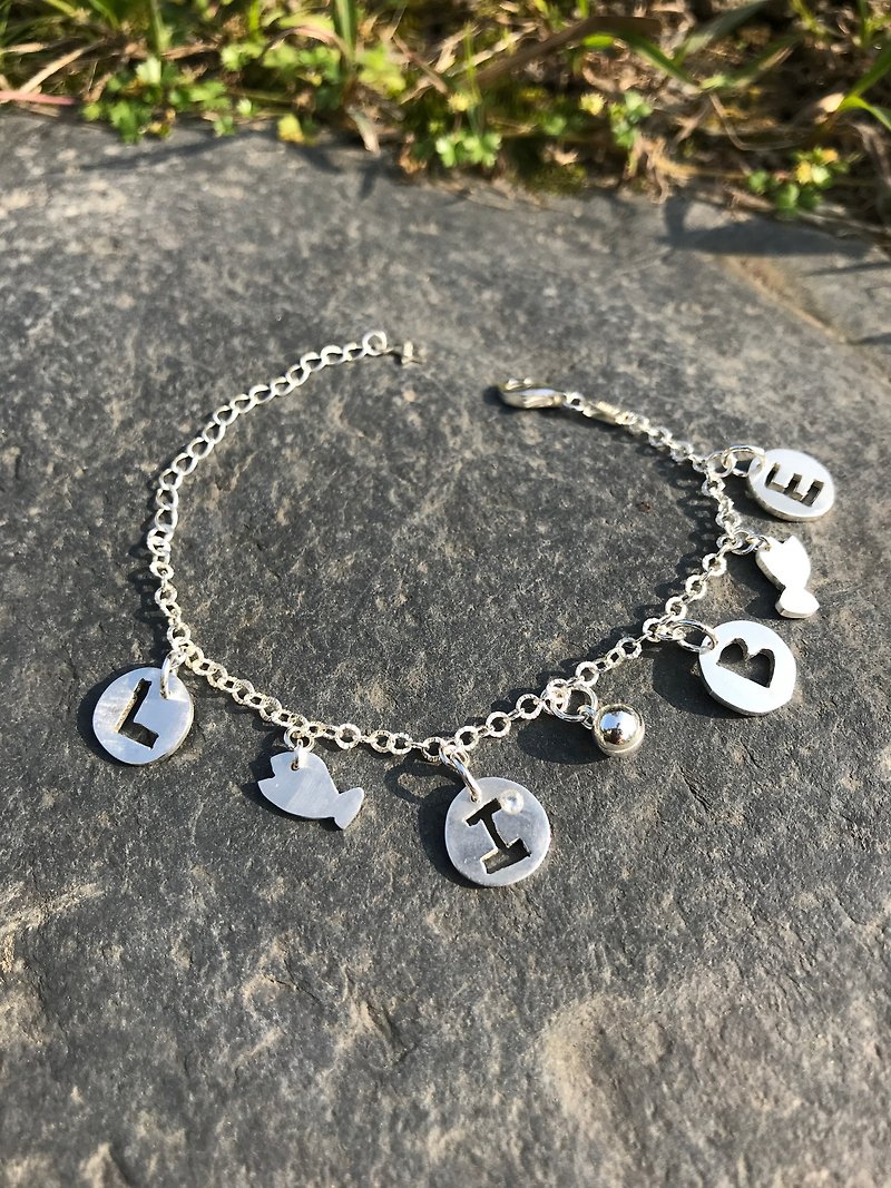 Baby gift 2 / exclusive four-character name / metalworking custom / sterling silver bracelet 2