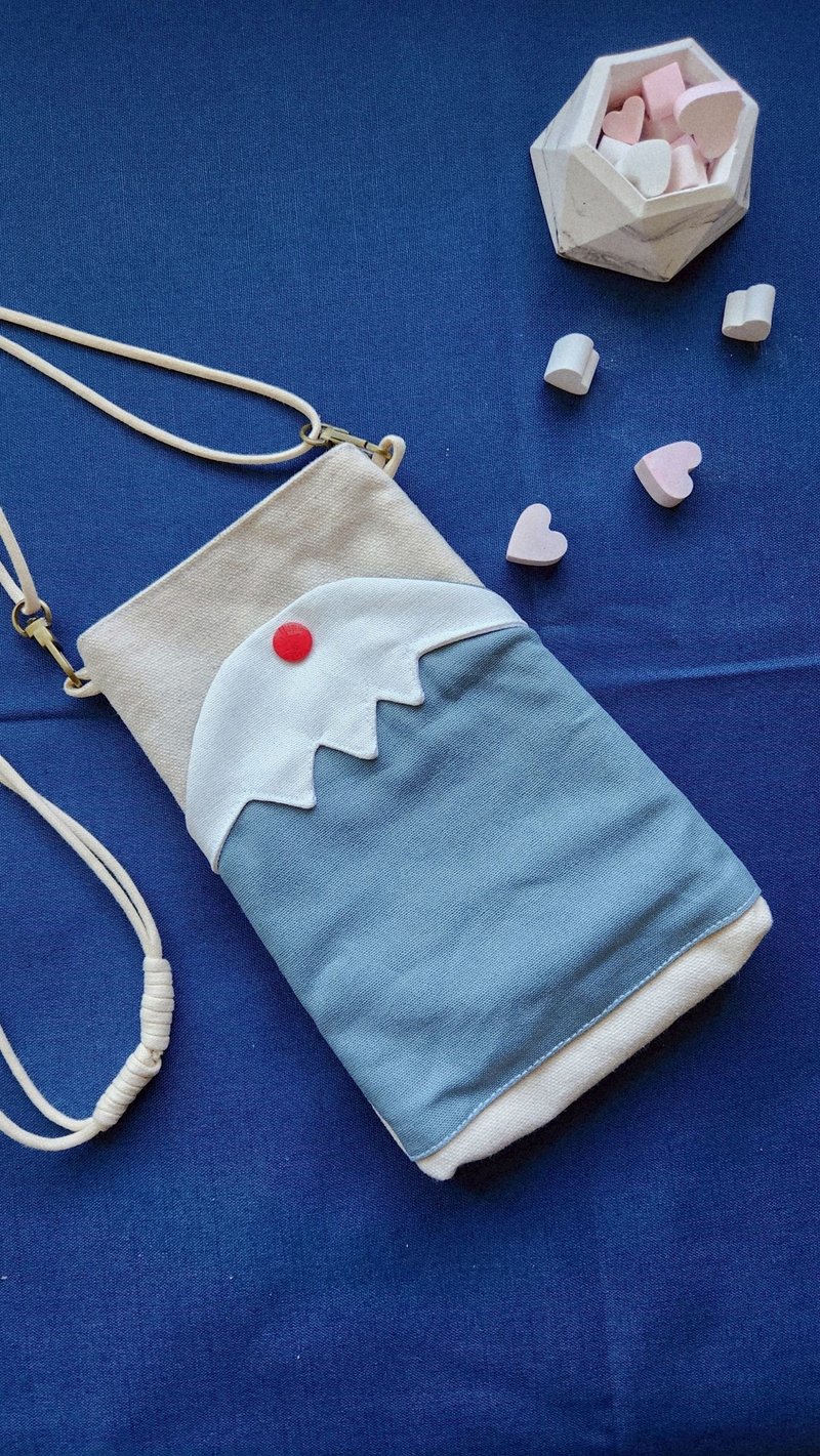 湖水藍紅日富士山手機袋 - 側背包/斜背包 - 棉．麻 