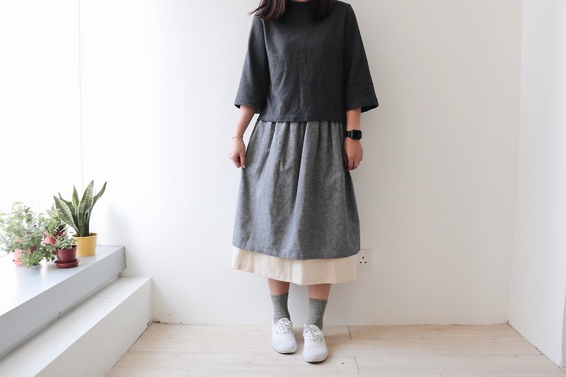 Homemade / two-tone skirts - Skirts - Cotton & Hemp Blue