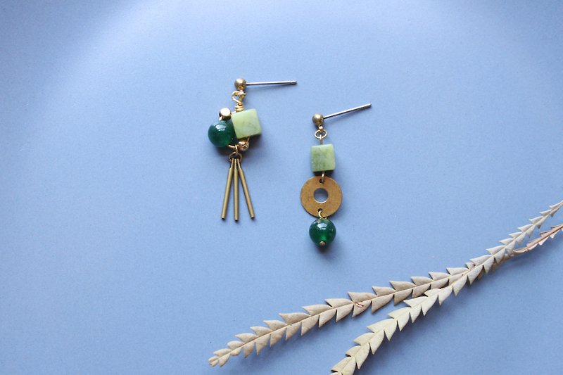 Goldfish and net - earring  clip-on earring - Earrings & Clip-ons - Copper & Brass Green