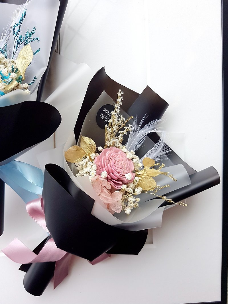 海藏設計 玫果粉 韓系暗黑乾燥花小花束 韓國花束 Pinkoi 設計購物網站 Line購物