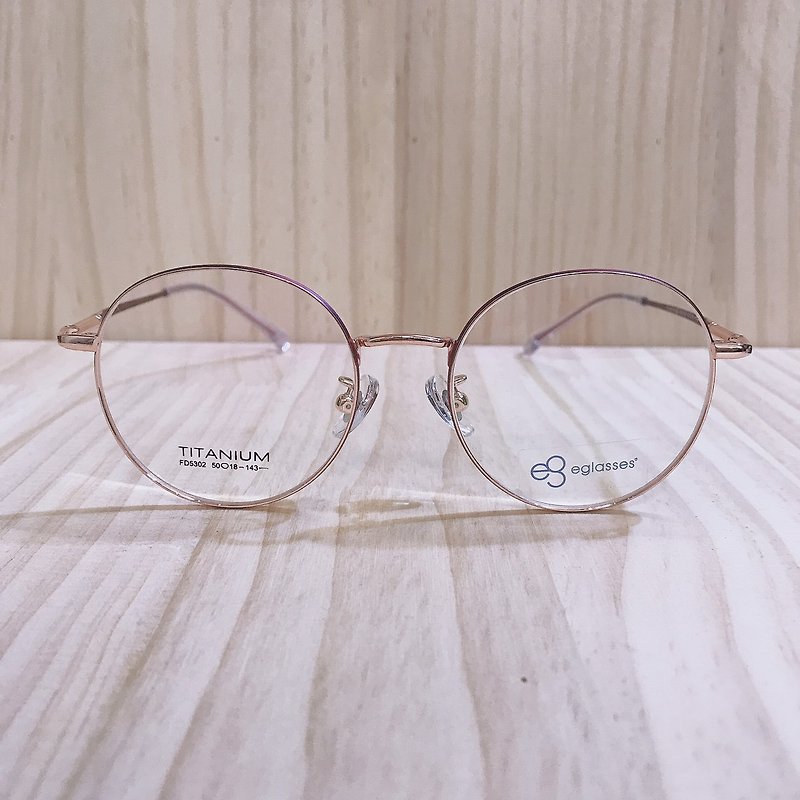 The highest grade UV420 blue light filter 0 degree glasses in the site│Full frame high round two-color elastic titanium alloy A33 - กรอบแว่นตา - โลหะ สีทอง