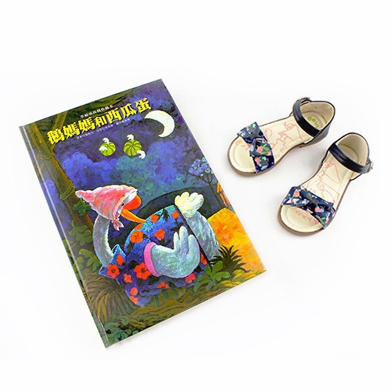 Single bow sandal color blue, the price with story book included - Kids' Shoes - Faux Leather Blue