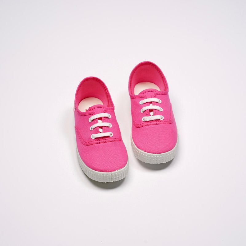 西班牙國民帆布鞋 CIENTA 52000 12 桃紅色 經典布料 童鞋 繫帶款 - 男/女童鞋 - 棉．麻 紅色