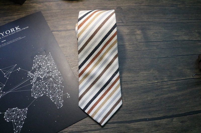 复古彩条暖男系领带/绅士质感细腻necktie - 領帶/領帶夾 - 棉．麻 多色