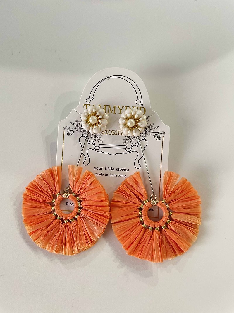 Original Persian Style Earrings - Orange - ต่างหู - เงิน สีส้ม