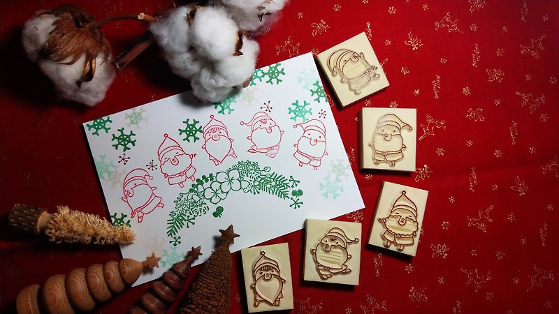 | Exhibition works | 2018 cute Santa Claus hand-engraved seal - ตราปั๊ม/สแตมป์/หมึก - ไม้ สีแดง
