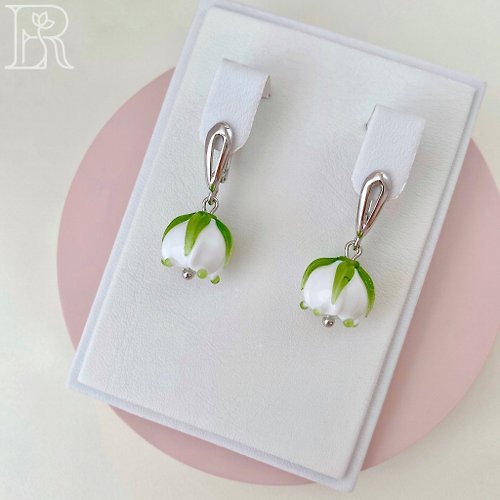 LEFIREL' Lily of the Valley Handmade Earrings / Simple Drop Homemade Lily Earrings