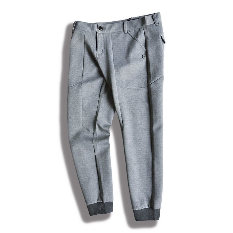 【INNATE】Anti-wrinkle space cotton fitted nine-point shrink trousers - light Linen - Unisex Pants - Cotton & Hemp Gray