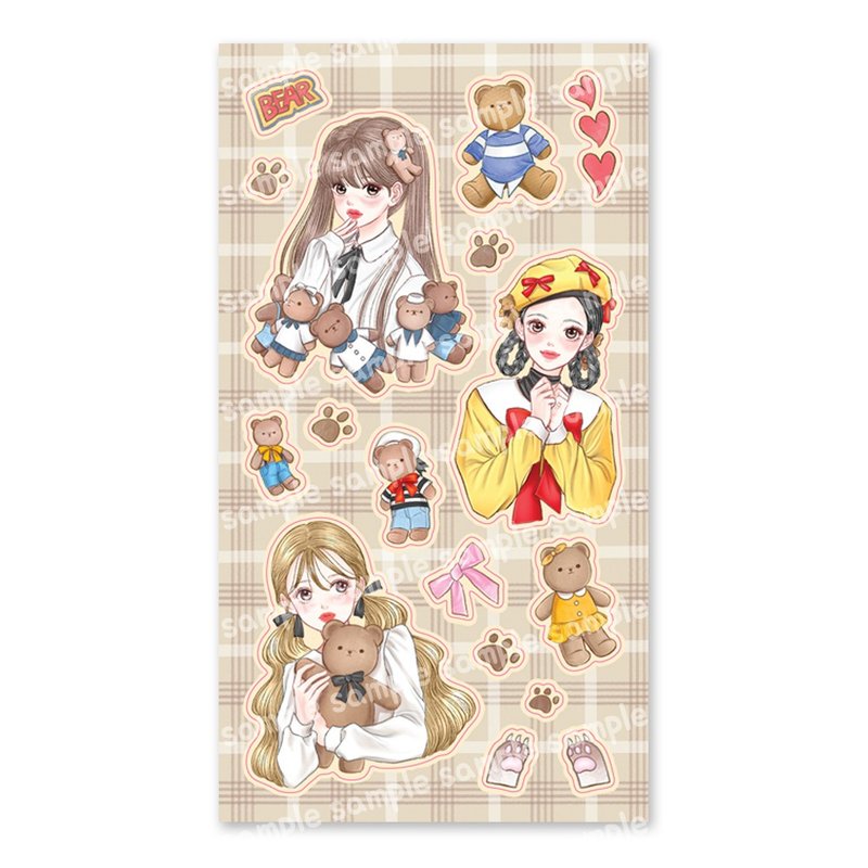 teddy bear cut sticker - 貼紙 - 紙 